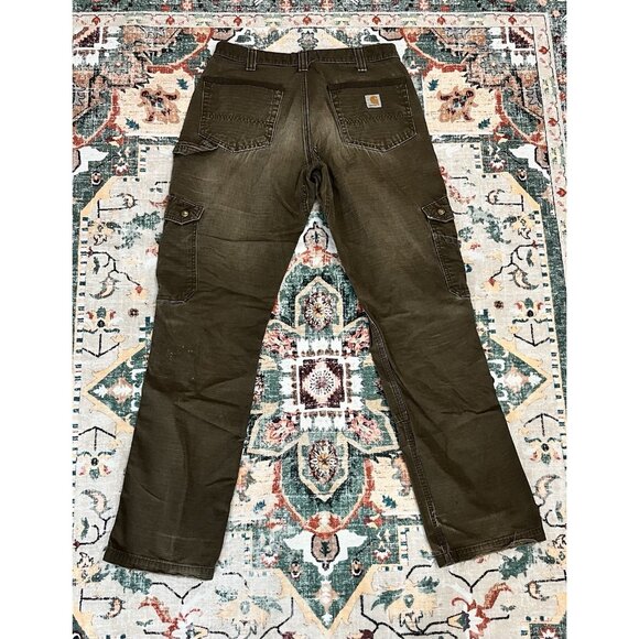 Carhartt Distressed/Grunge Brown Double Knee Mens Casual Pants Fit 33x34 🤎 - Picture 2 of 8